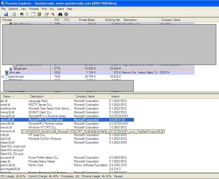 Screenshot of Process Explorer