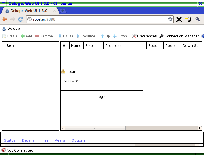 Screenshot of deluge webui login page.