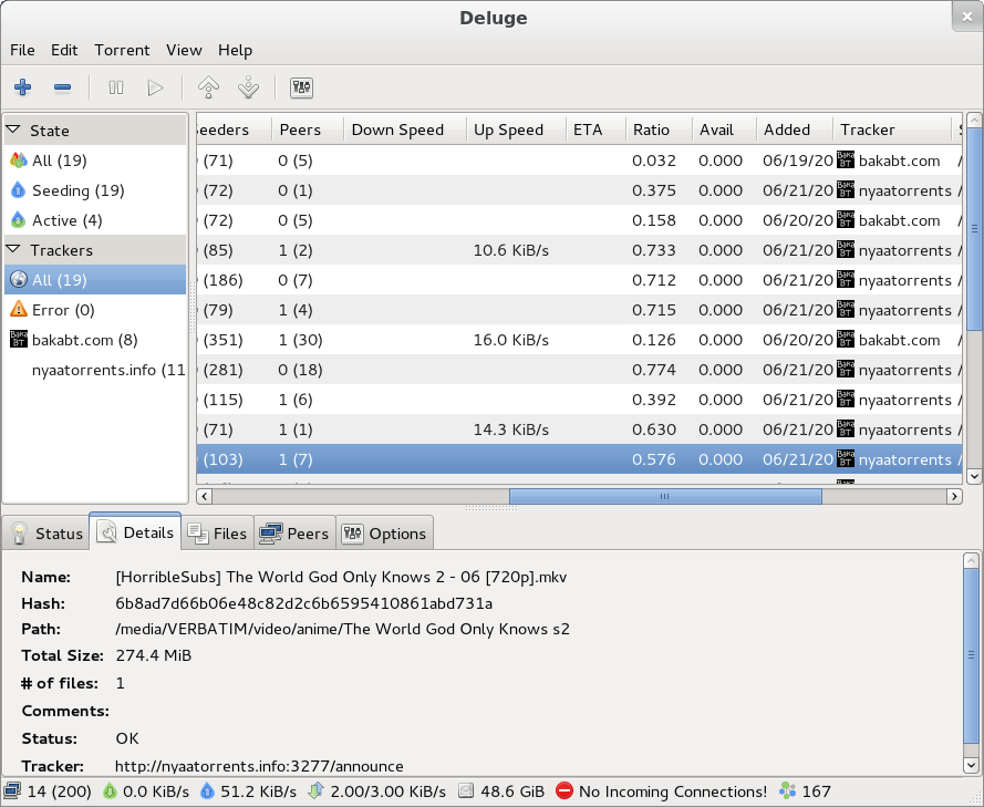 Notice the icons and tracker names.